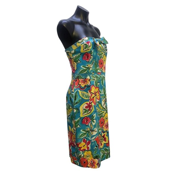 NWT David Meister Multicolor Tropical Print Strapless Dress Size 8 - Picture 4 of 8